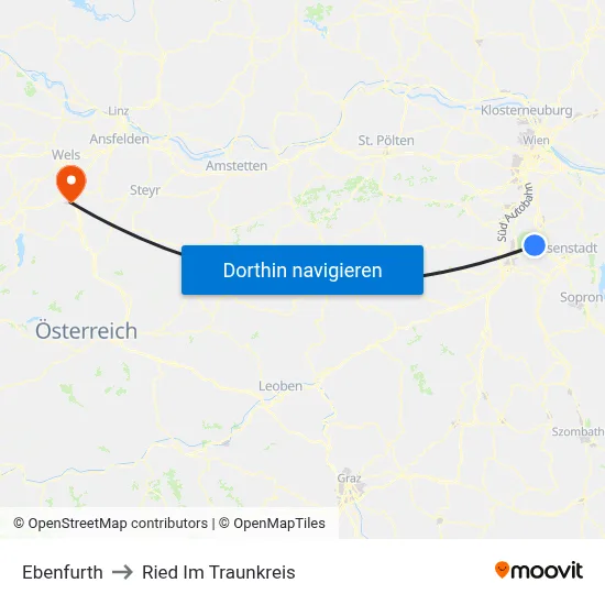 Ebenfurth to Ried Im Traunkreis map