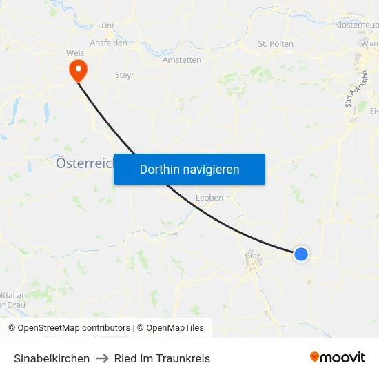 Sinabelkirchen to Ried Im Traunkreis map