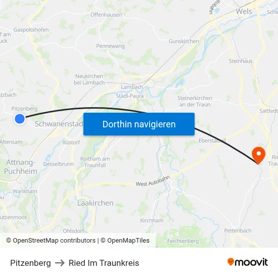 Pitzenberg to Ried Im Traunkreis map