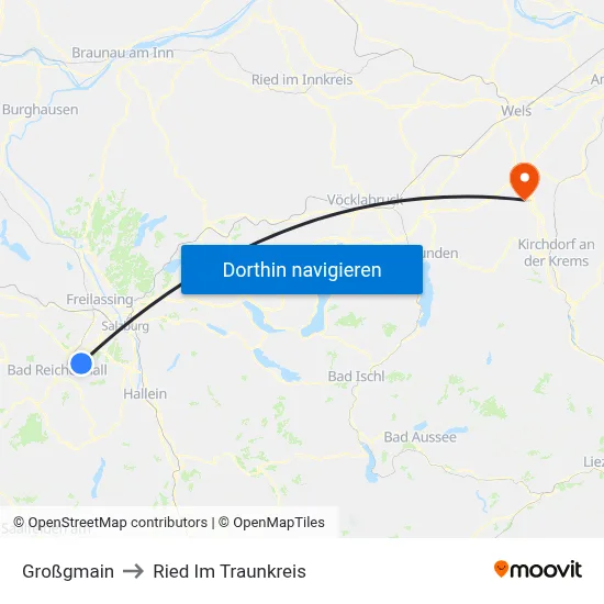 Großgmain to Ried Im Traunkreis map