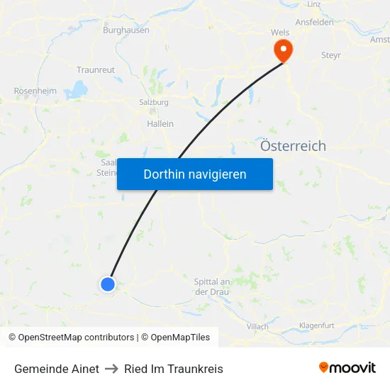 Gemeinde Ainet to Ried Im Traunkreis map
