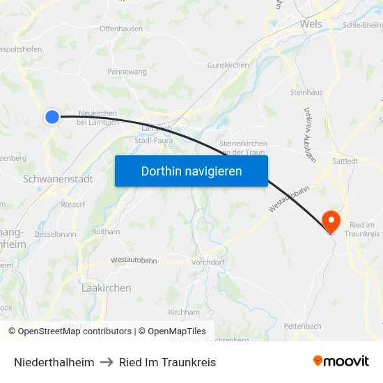 Niederthalheim to Ried Im Traunkreis map