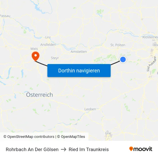 Rohrbach An Der Gölsen to Ried Im Traunkreis map
