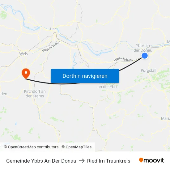 Gemeinde Ybbs An Der Donau to Ried Im Traunkreis map