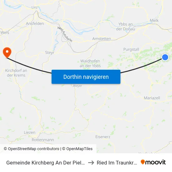 Gemeinde Kirchberg An Der Pielach to Ried Im Traunkreis map