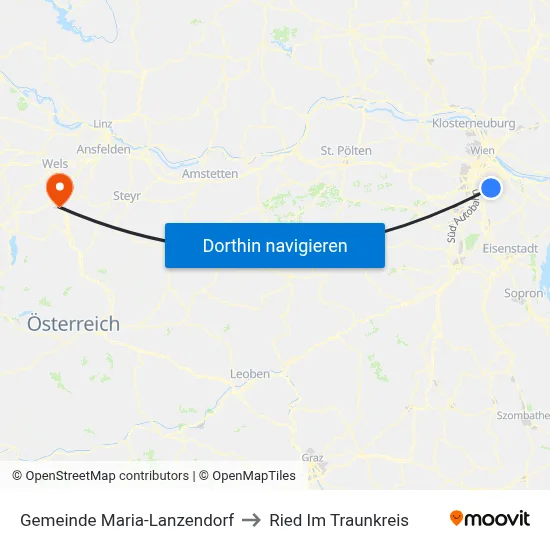 Gemeinde Maria-Lanzendorf to Ried Im Traunkreis map