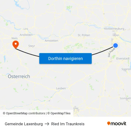 Gemeinde Laxenburg to Ried Im Traunkreis map
