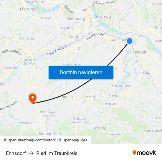 Ennsdorf to Ried Im Traunkreis map