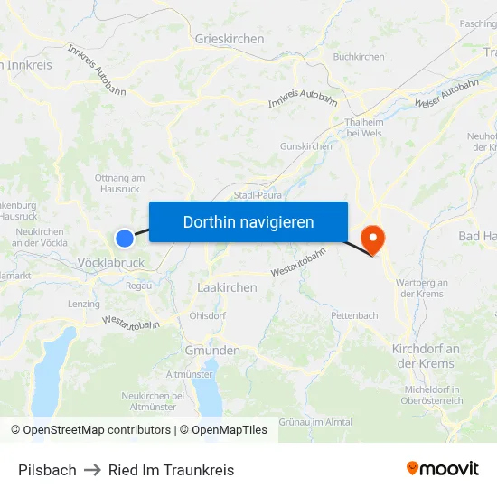 Pilsbach to Ried Im Traunkreis map
