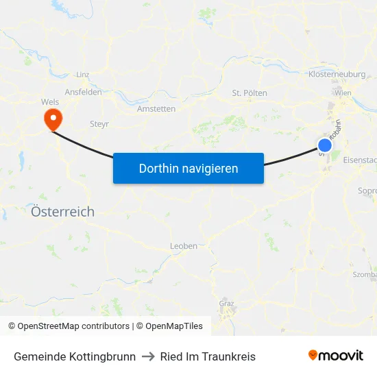 Gemeinde Kottingbrunn to Ried Im Traunkreis map