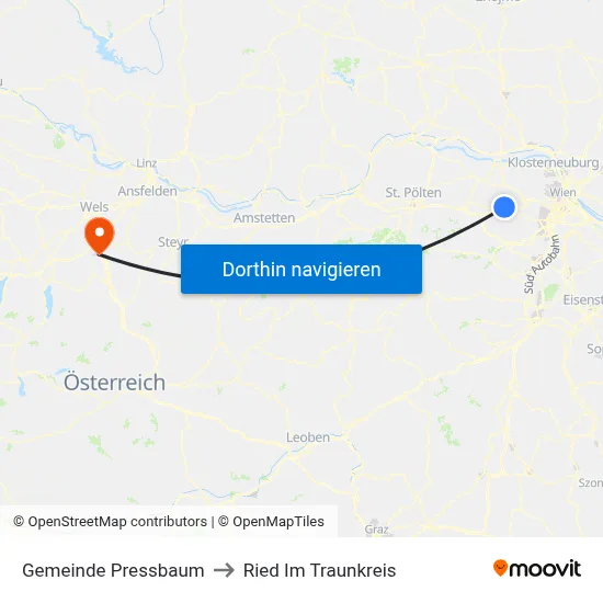 Gemeinde Pressbaum to Ried Im Traunkreis map