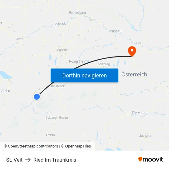 St. Veit to Ried Im Traunkreis map