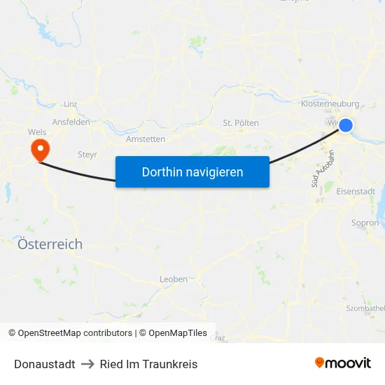 Donaustadt to Ried Im Traunkreis map