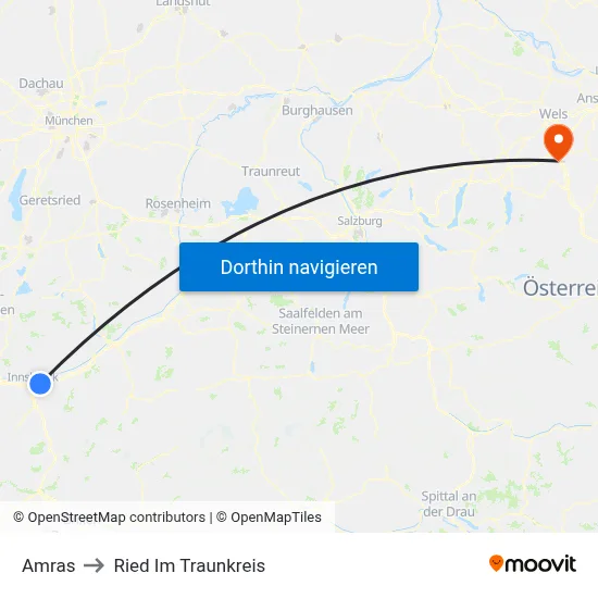 Amras to Ried Im Traunkreis map