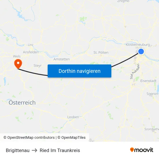 Brigittenau to Ried Im Traunkreis map