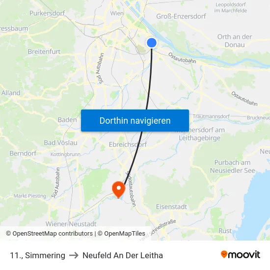 11., Simmering to Neufeld An Der Leitha map