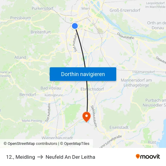 12., Meidling to Neufeld An Der Leitha map