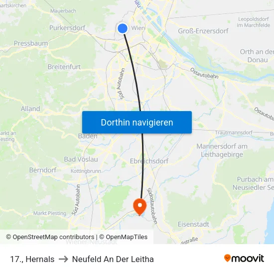 17., Hernals to Neufeld An Der Leitha map