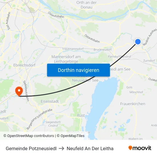 Gemeinde Potzneusiedl to Neufeld An Der Leitha map