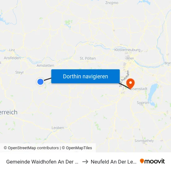 Gemeinde Waidhofen An Der Ybbs to Neufeld An Der Leitha map