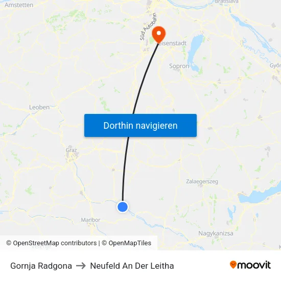 Gornja Radgona to Neufeld An Der Leitha map