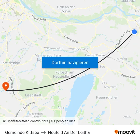 Gemeinde Kittsee to Neufeld An Der Leitha map