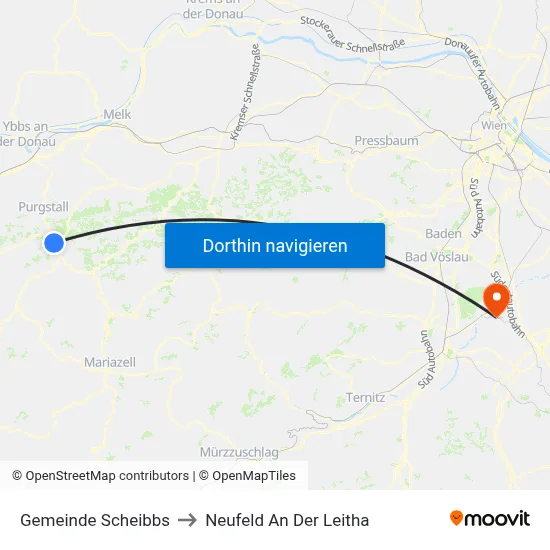 Gemeinde Scheibbs to Neufeld An Der Leitha map