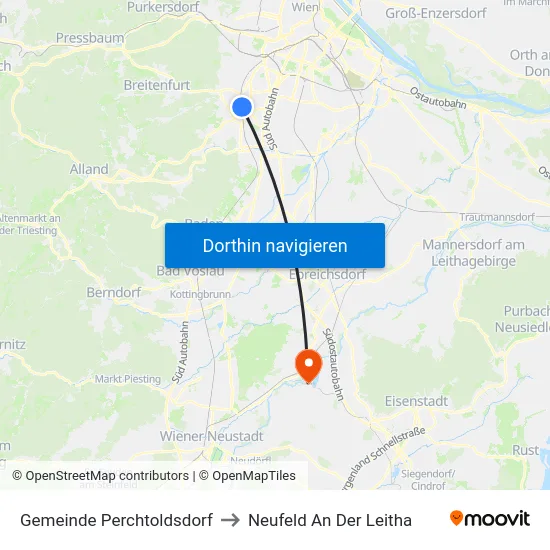 Gemeinde Perchtoldsdorf to Neufeld An Der Leitha map