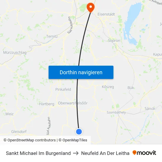 Sankt Michael Im Burgenland to Neufeld An Der Leitha map