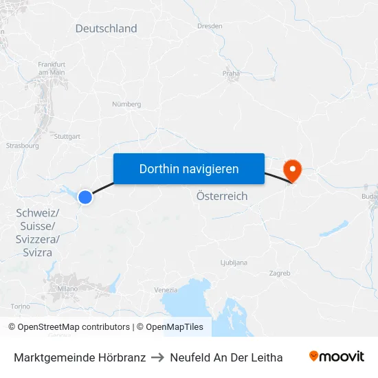 Marktgemeinde Hörbranz to Neufeld An Der Leitha map