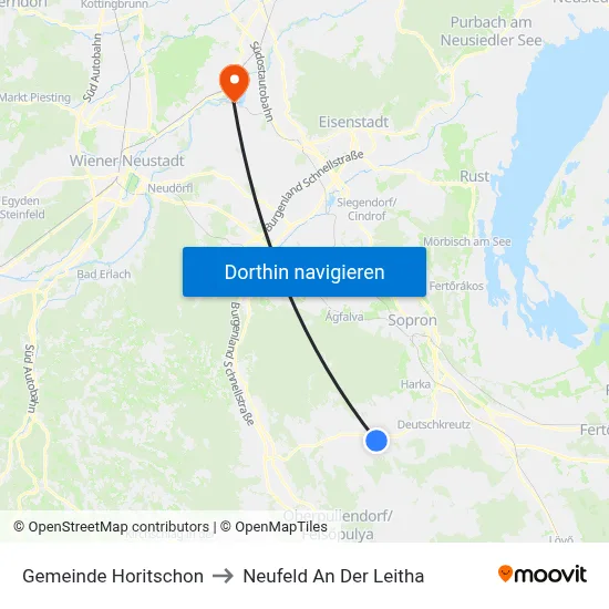 Gemeinde Horitschon to Neufeld An Der Leitha map