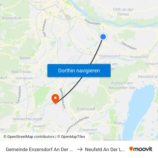 Gemeinde Enzersdorf An Der Fischa to Neufeld An Der Leitha map