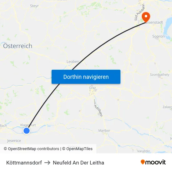 Köttmannsdorf to Neufeld An Der Leitha map