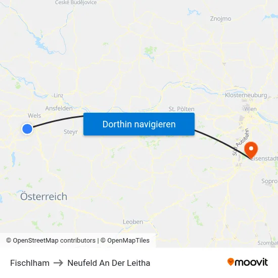 Fischlham to Neufeld An Der Leitha map