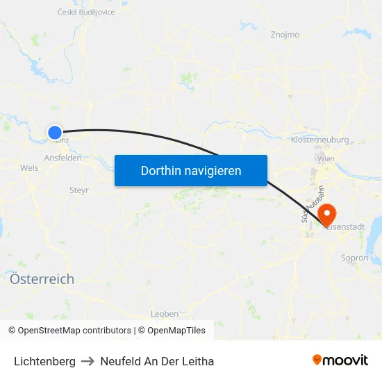Lichtenberg to Neufeld An Der Leitha map