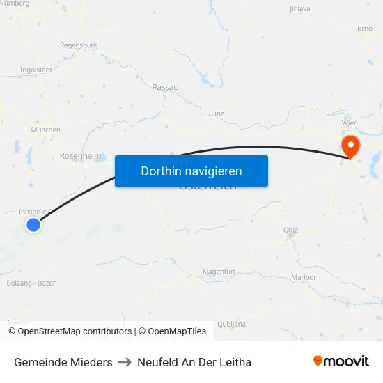 Gemeinde Mieders to Neufeld An Der Leitha map