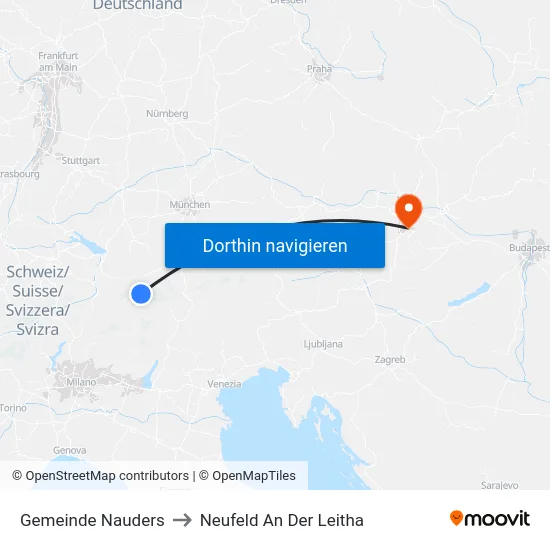 Gemeinde Nauders to Neufeld An Der Leitha map