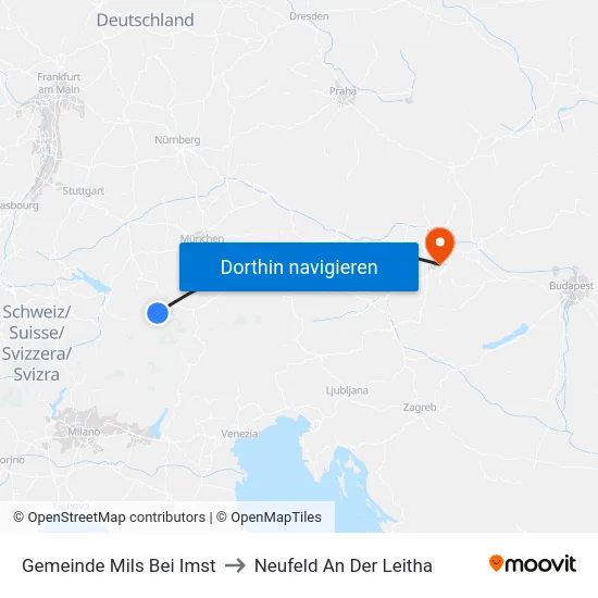 Gemeinde Mils Bei Imst to Neufeld An Der Leitha map