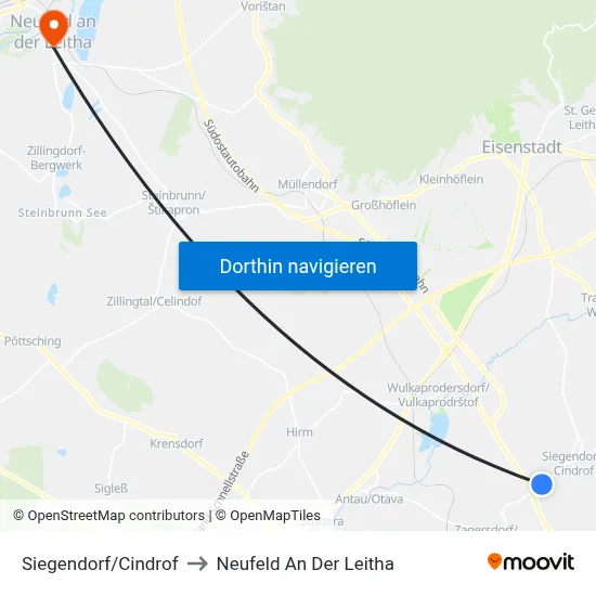 Siegendorf/Cindrof to Neufeld An Der Leitha map