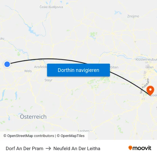 Dorf An Der Pram to Neufeld An Der Leitha map
