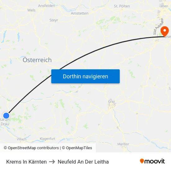 Krems In Kärnten to Neufeld An Der Leitha map