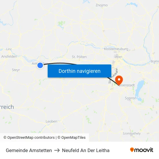 Gemeinde Amstetten to Neufeld An Der Leitha map