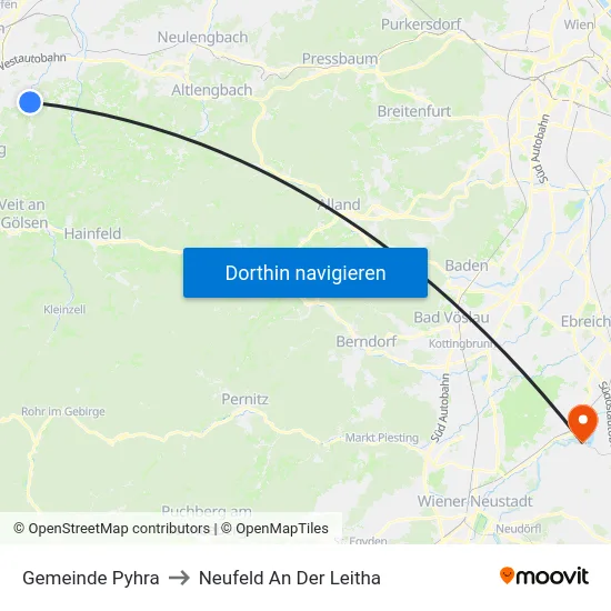 Gemeinde Pyhra to Neufeld An Der Leitha map