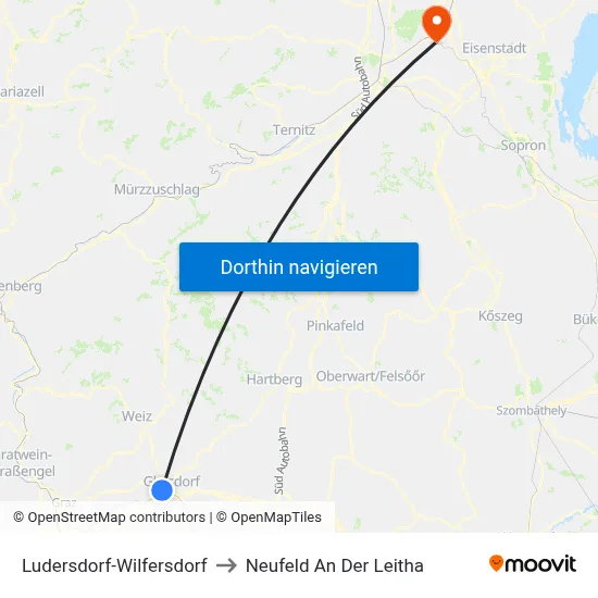 Ludersdorf-Wilfersdorf to Neufeld An Der Leitha map