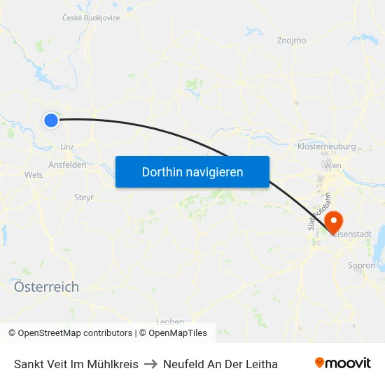 Sankt Veit Im Mühlkreis to Neufeld An Der Leitha map