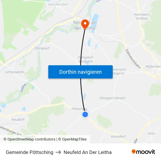 Gemeinde Pöttsching to Neufeld An Der Leitha map