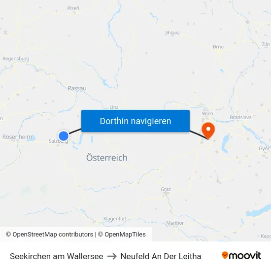 Seekirchen am Wallersee to Neufeld An Der Leitha map