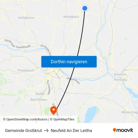 Gemeinde Großkrut to Neufeld An Der Leitha map