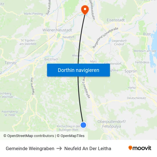 Gemeinde Weingraben to Neufeld An Der Leitha map