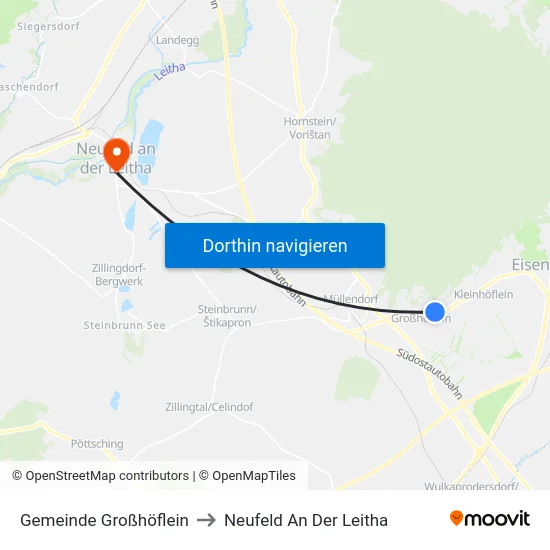 Gemeinde Großhöflein to Neufeld An Der Leitha map